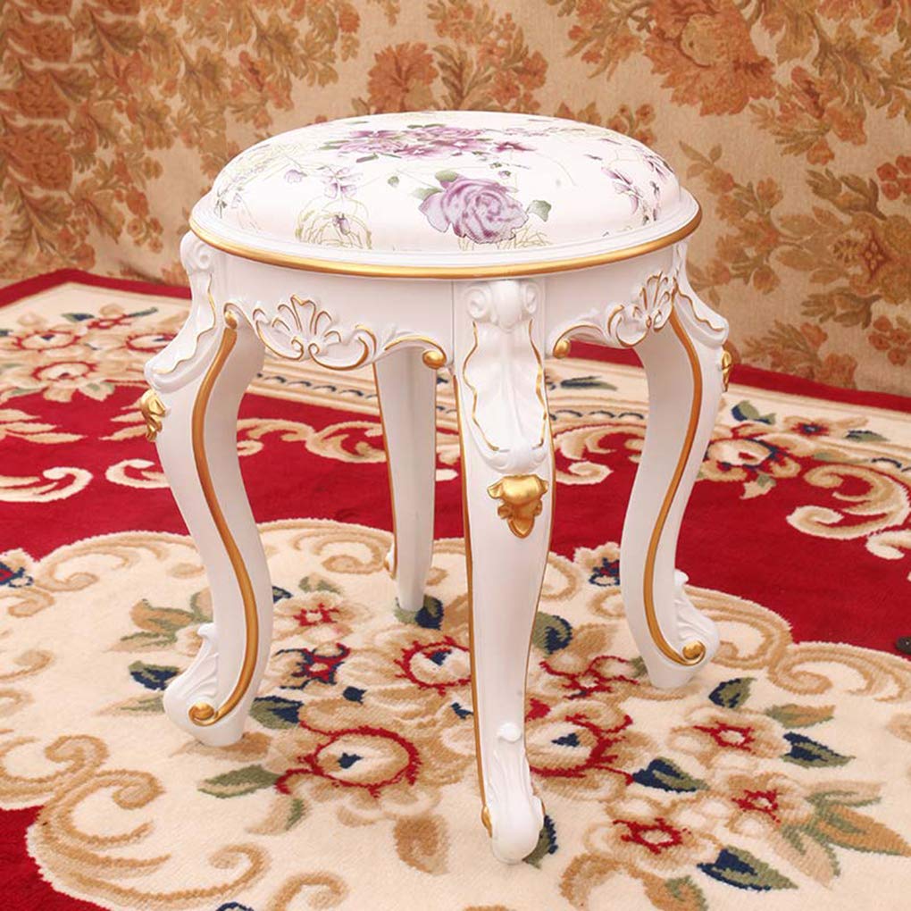 Zyifan Round Vanity Footstool - Upholstered Side Table Seat & Padded Dressing Chair Bench - Versatile Piano Stool for Bedroom, Living Room & Makeup Area