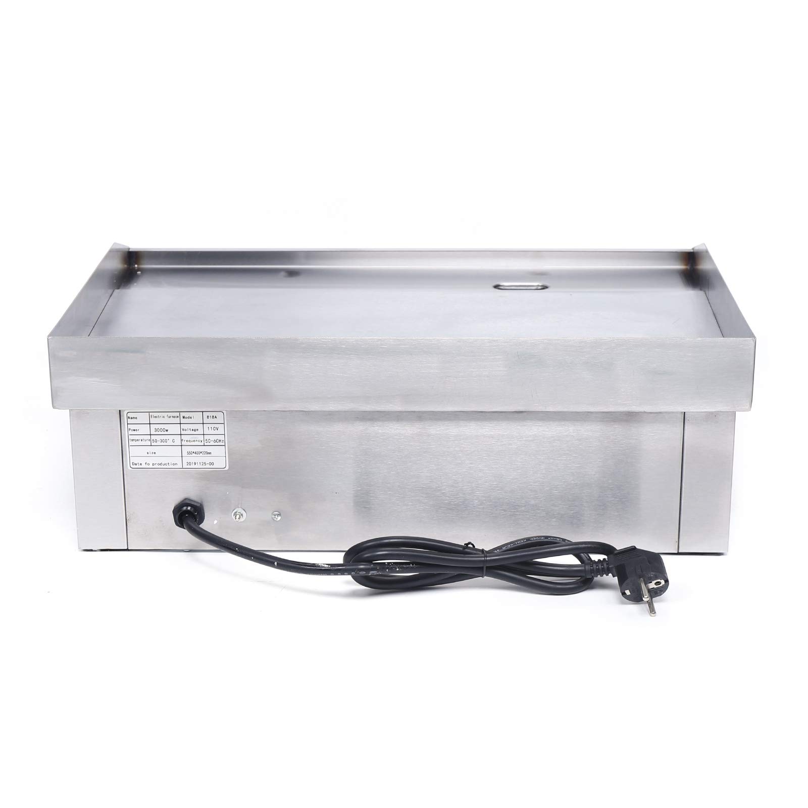 Commercial Electric Griddle 110V 3000W - Stainless Steel Nonstick Flat Top Grill with Adjustable Temperature (122-572°F) - 21.3