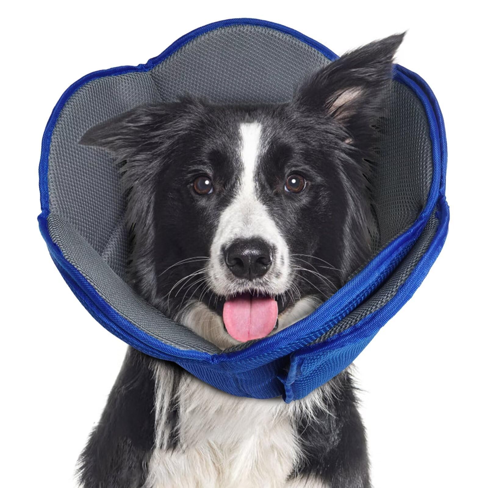 Adjustable Soft Dog Cone Collar for Large Medium Small Dogs & Cats - Post-Surgery Recovery E-Collar to Prevent Licking Wounds & Stitches - Comfortable Protective Pet Cone (Blue, XL) - Ideal for Post-Op Care, Wound Healing & Skin Protection