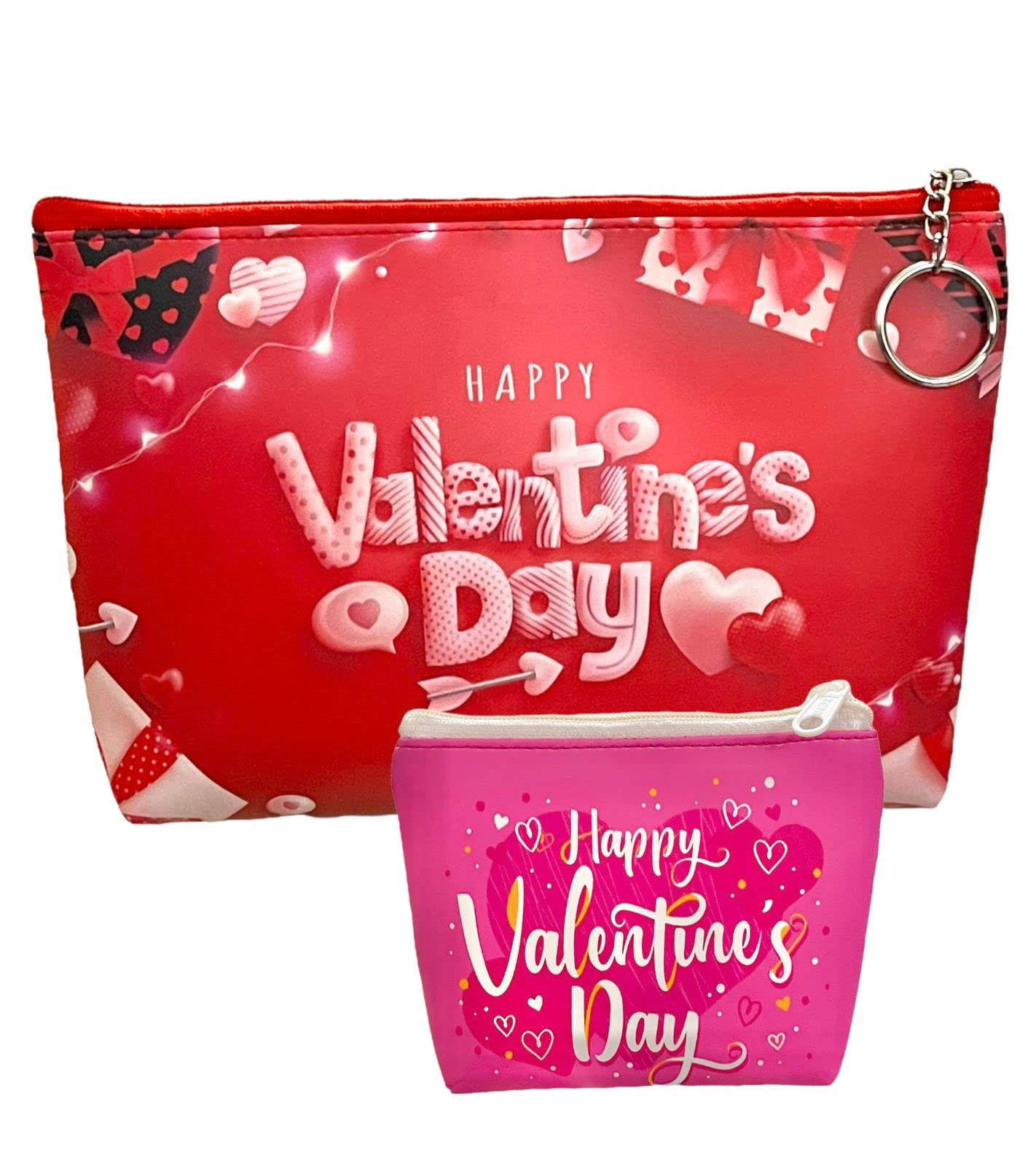 Valentine's Day Gifts for Women - 2 Piece Set (Makeup Pouch & Coin Purse Wallet) | Cosmetic Organizer, Travel Jewelry Storage Bag | Perfect Gift for Girlfriend, Wife, Mother, Sister | Birthday, Anniversary, Christmas Present