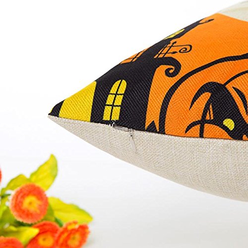 Vintage Halloween Pillow Covers - 'Something Wicked This Way Comes' Cotton Linen Witch Hat Design - Scary Rectangle Cushion Case for Sofa, Bedroom & Home Decor - Perfect for Halloween Party Decorations & Spooky Home Atmosphere