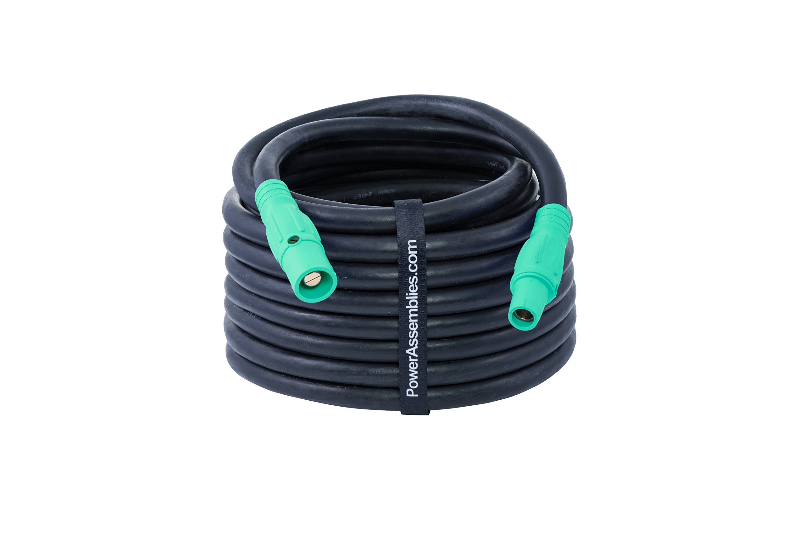 2 AWG Heavy Duty Green Generator Power Cable - 190 Amp Rating, 25ft Length with Male/Female Series 16 Camlock Connectors - Perfect for Construction Sites, Outdoor Events & Emergency Power Backup