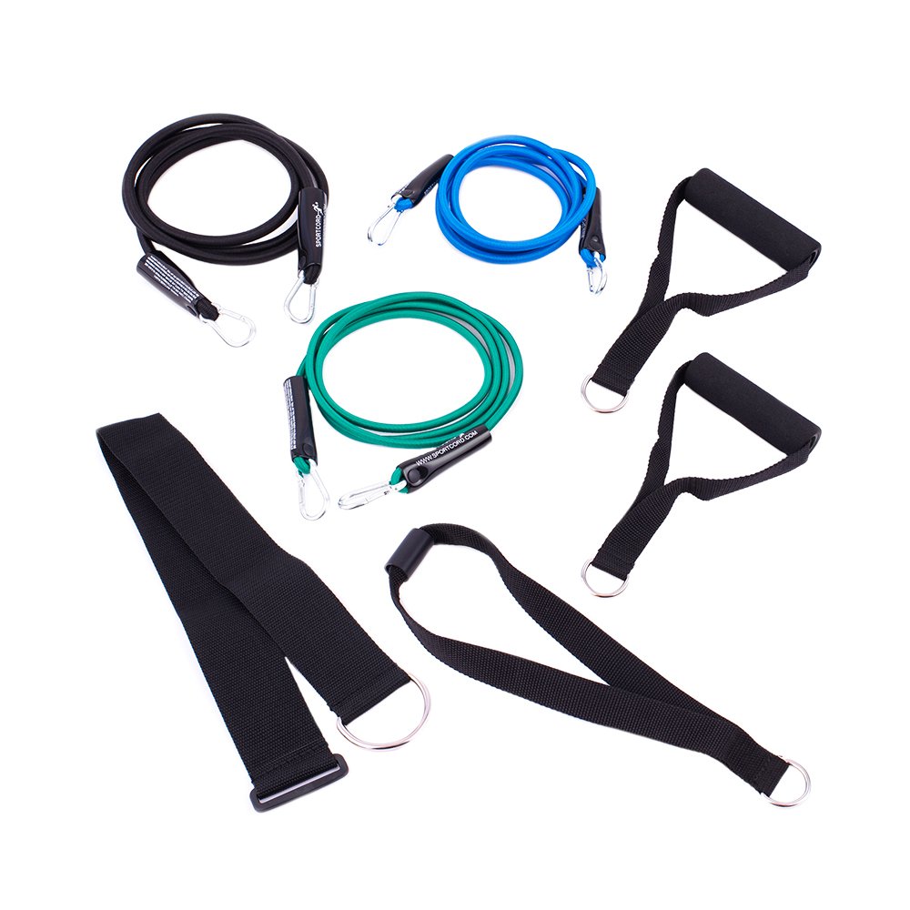 Premium 7-Piece Resistance Band Set with Handles & Door Anchor - Light/Medium/Heavy Bungee Cords for Home Workouts, Physical Therapy & Travel Fitness - Ideal for Strength Training, Yoga & Rehabilitation Exercises