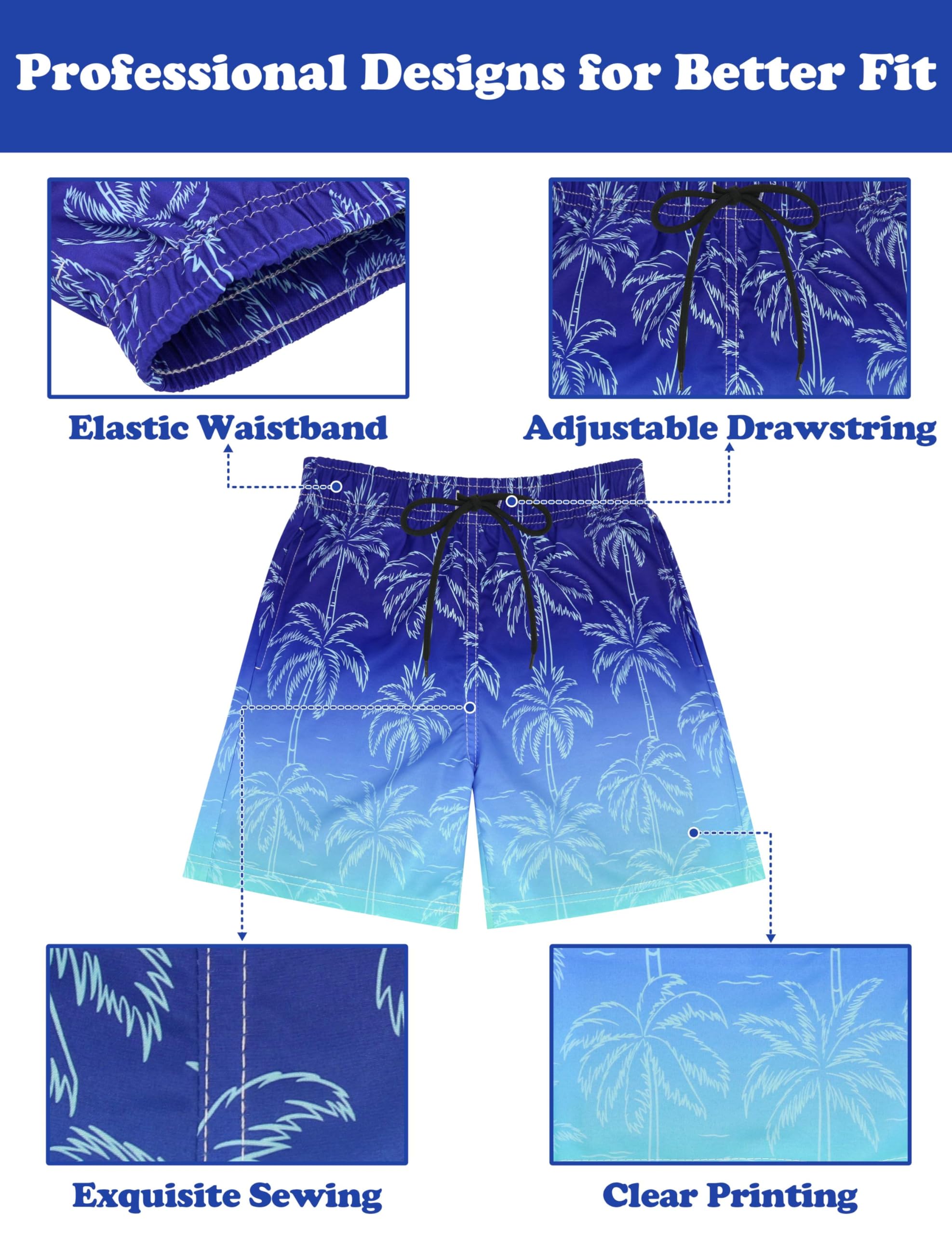 **Sarfel Boys Swim Trunks with Compression Liner - Quick Dry Bathing Suits for Kids & Teens - Perfect for Swimming, Beach, and Pool Activities**