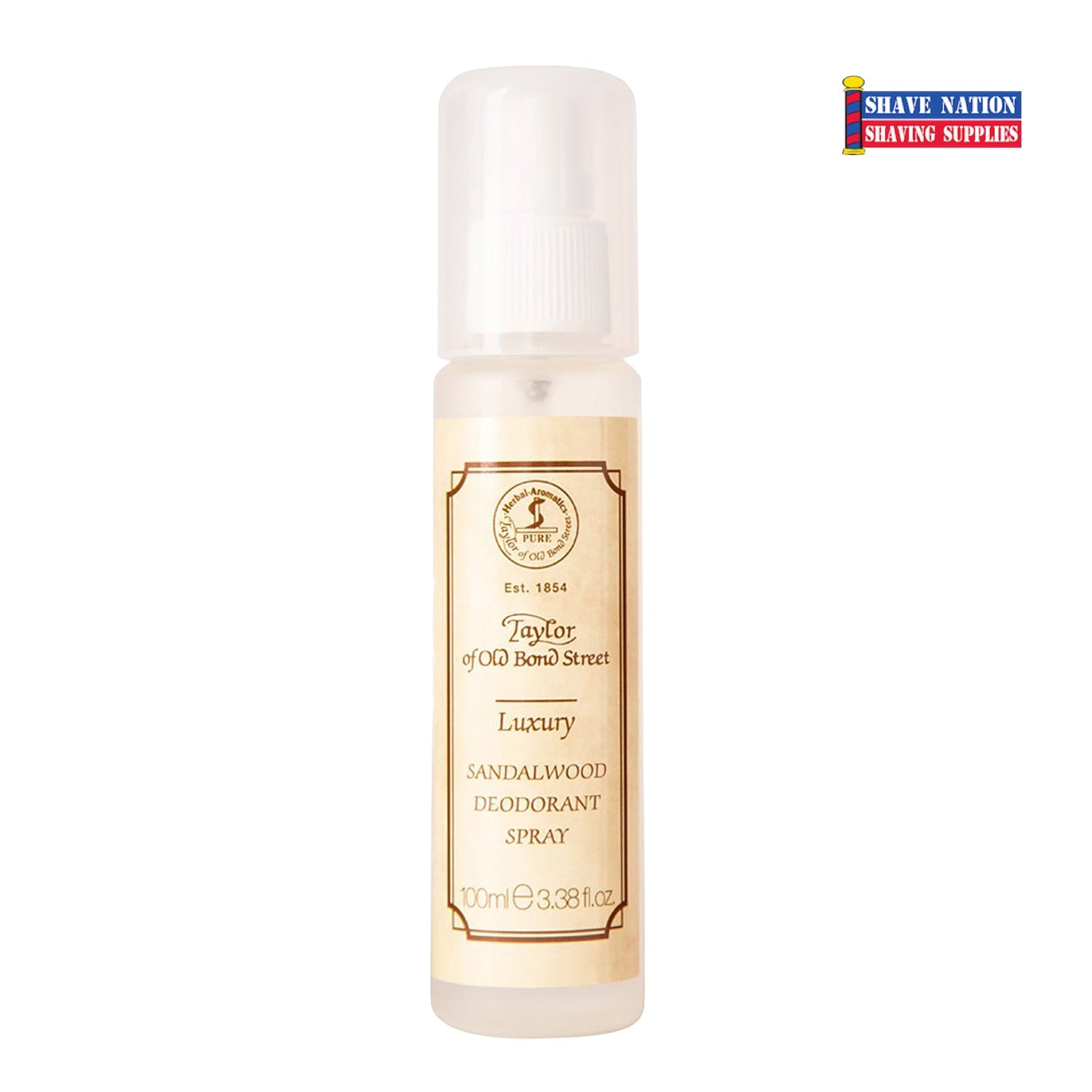 Taylor of Old Bond Street Sandalwood Deodorant Spray for Men - Long Lasting Freshness & Natural Fragrance - Ideal for Daily Use, Gym & Office