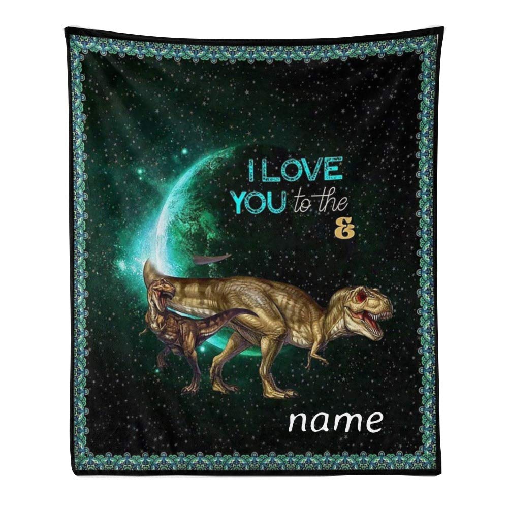 Custom Personalized Fleece Throw Blanket with Name Text - Soft Dinosaur Blanket for Gifts (50x60 Inches) - Perfect for Birthday Presents, Anniversary Gifts & Cozy Home Decor