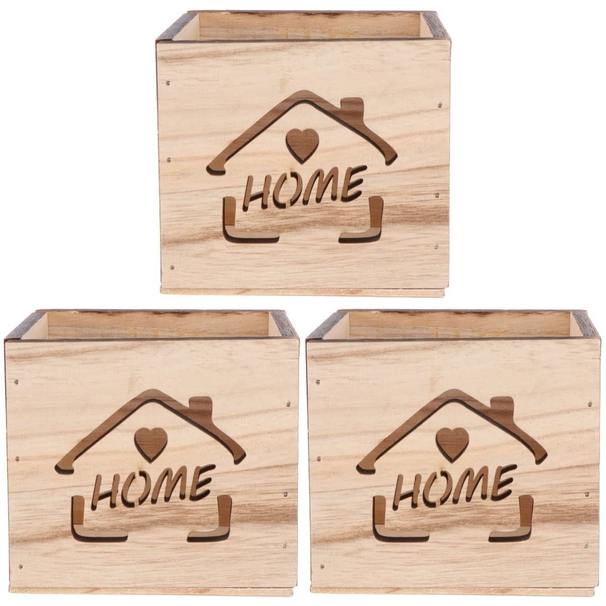 Bestoyard 3-Piece Rustic Wood Planter Box Set - Outdoor Garden Cube Planters for Succulents, Flowers & Herbs | Perfect for Patio, Balcony & Home Decor