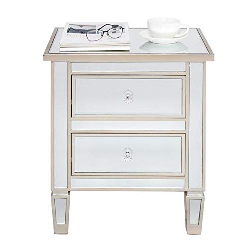 Modern Silver Rose Nightstand with 2 Drawers - Contemporary Mirrored Bedside Table for Bedroom, Living Room & Office - Anchor Recommendation