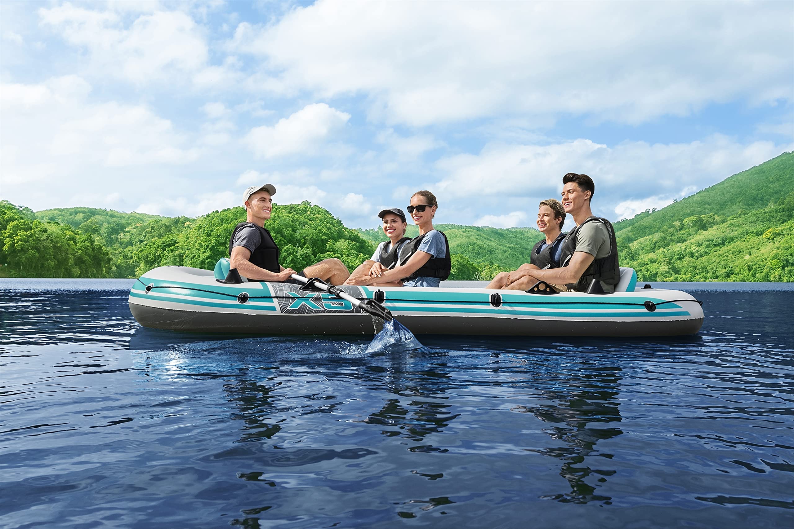 Bestway Hydro-Force Inflatable Raft Set - 2-3 Person Inflatable Boat for Kids & Adults | Durable PVC Material with Oars & Pump | Perfect for Fishing, Swimming & Water Adventures in Ponds, Lakes & Rivers