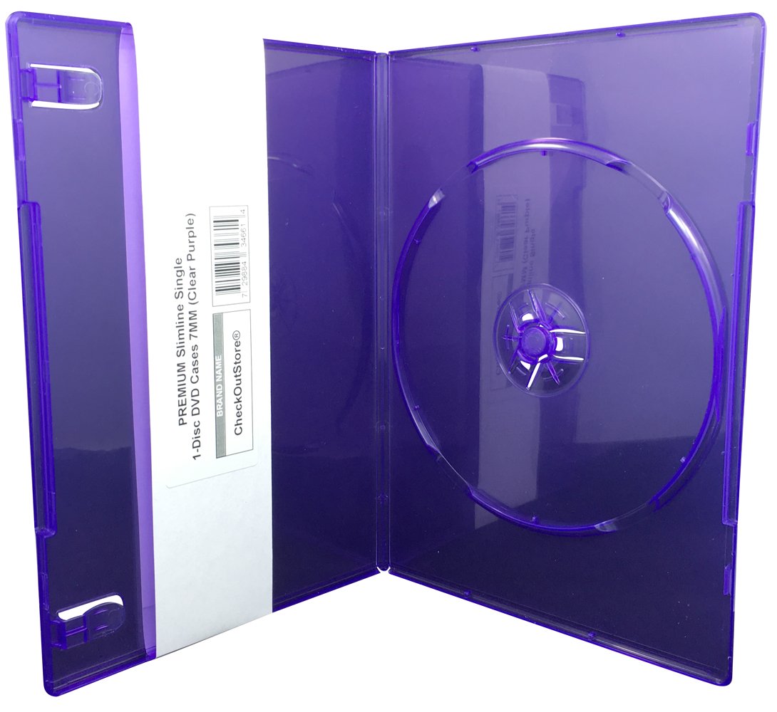 (200 Pack) Premium Slimline Single 1-Disc DVD Cases 7mm - Clear Purple | Protective Storage for Movies, Games & Media Collections | Ideal for Home Theater, Video Archives & Retail Displays