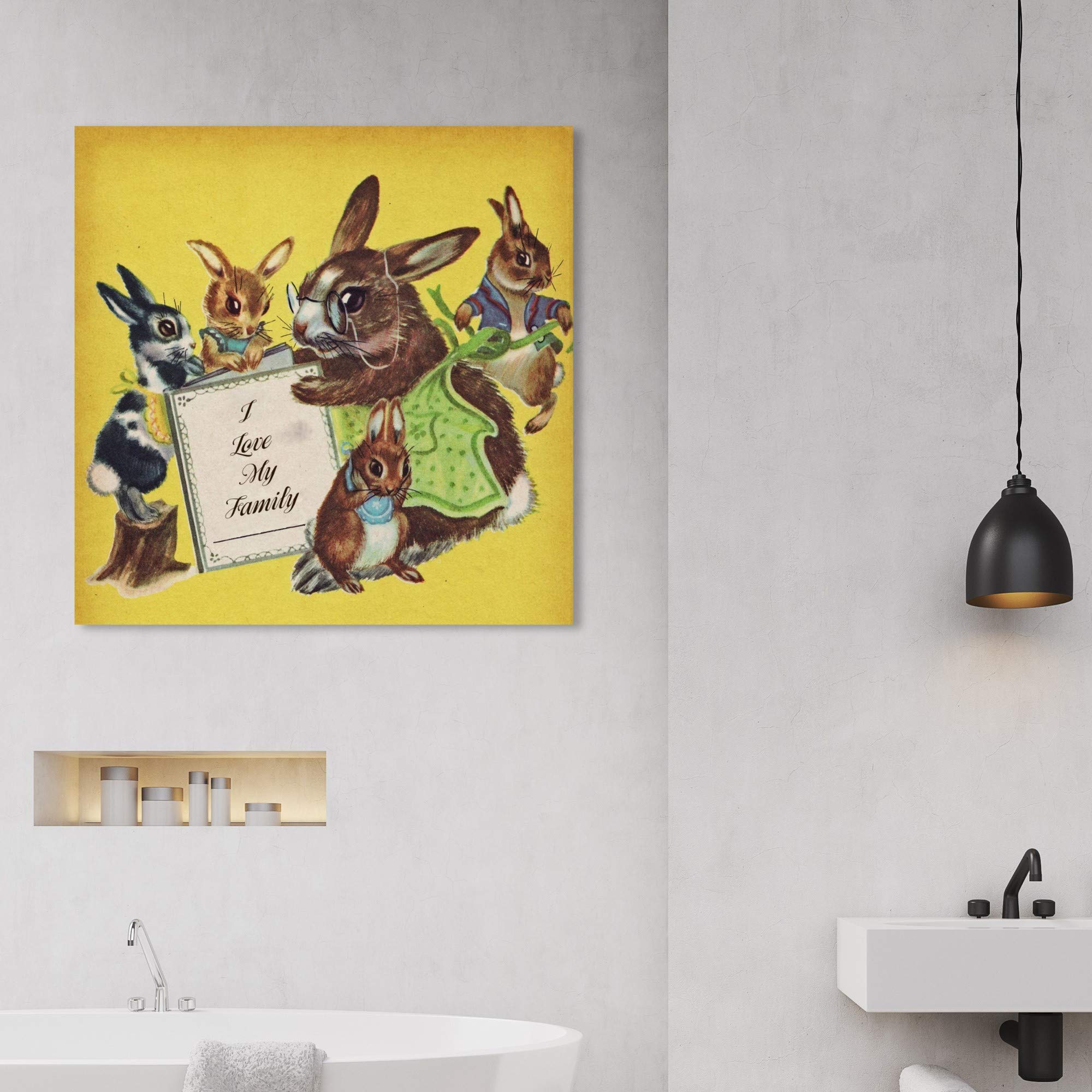 Oliver Gal Artist Co. Kids Wall Art Canvas Prints - 'I Love My Family' Animal Themed Nursery Decor, 30x30 Inches, Brown & Yellow - Perfect for Children's Bedroom, Playroom & Nursery Decorations