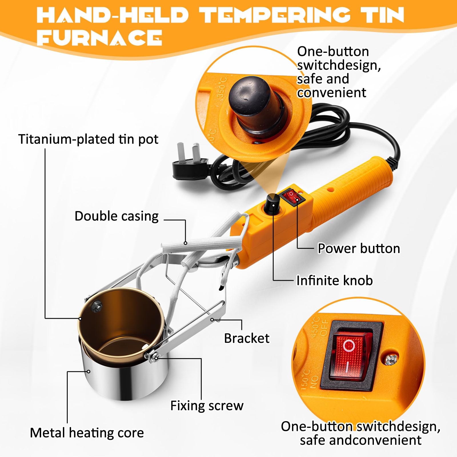 Flutesan Electric Metal Melting Furnace Kit - Portable Melting Pot for DIY Jewelry, Fishing Weights & Casting Molds | Includes Crucible, Gloves & Rack | Perfect for Home Foundry, Metal Crafting & Small Batch Production