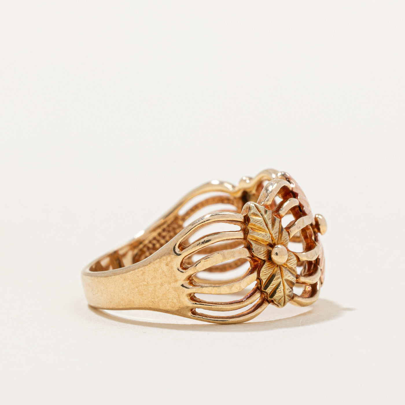 10K Two Tone Gold Ring for Women - Size 7.25 - Elegant Stackable Band for Everyday Wear, Anniversary & Wedding Jewelry Gift