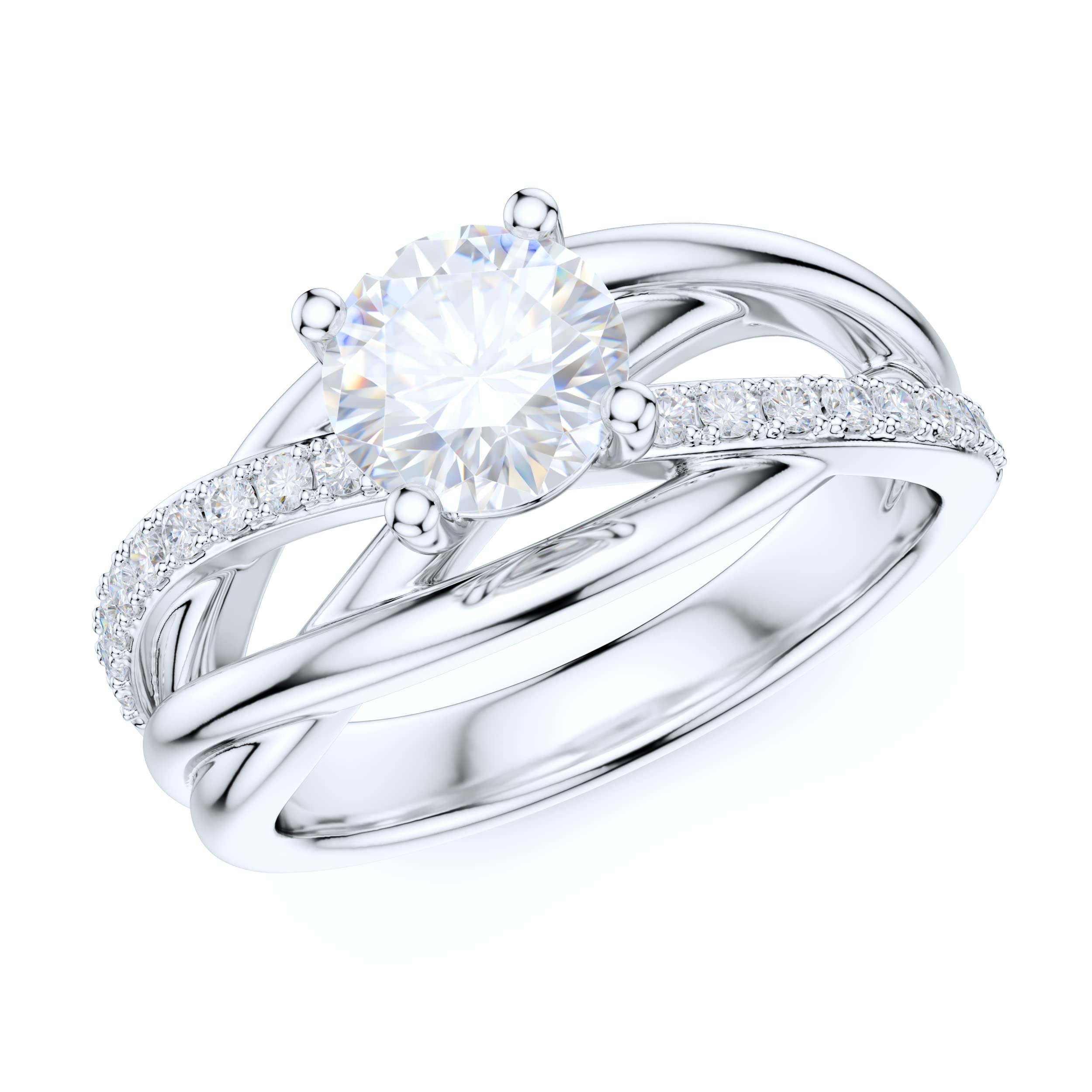 Sterling Silver Criss Cross 1CT Simulated Diamond or Moissanite Engagement Ring for Women - Perfect for Promise, Proposal & Wedding Jewelry Gifts