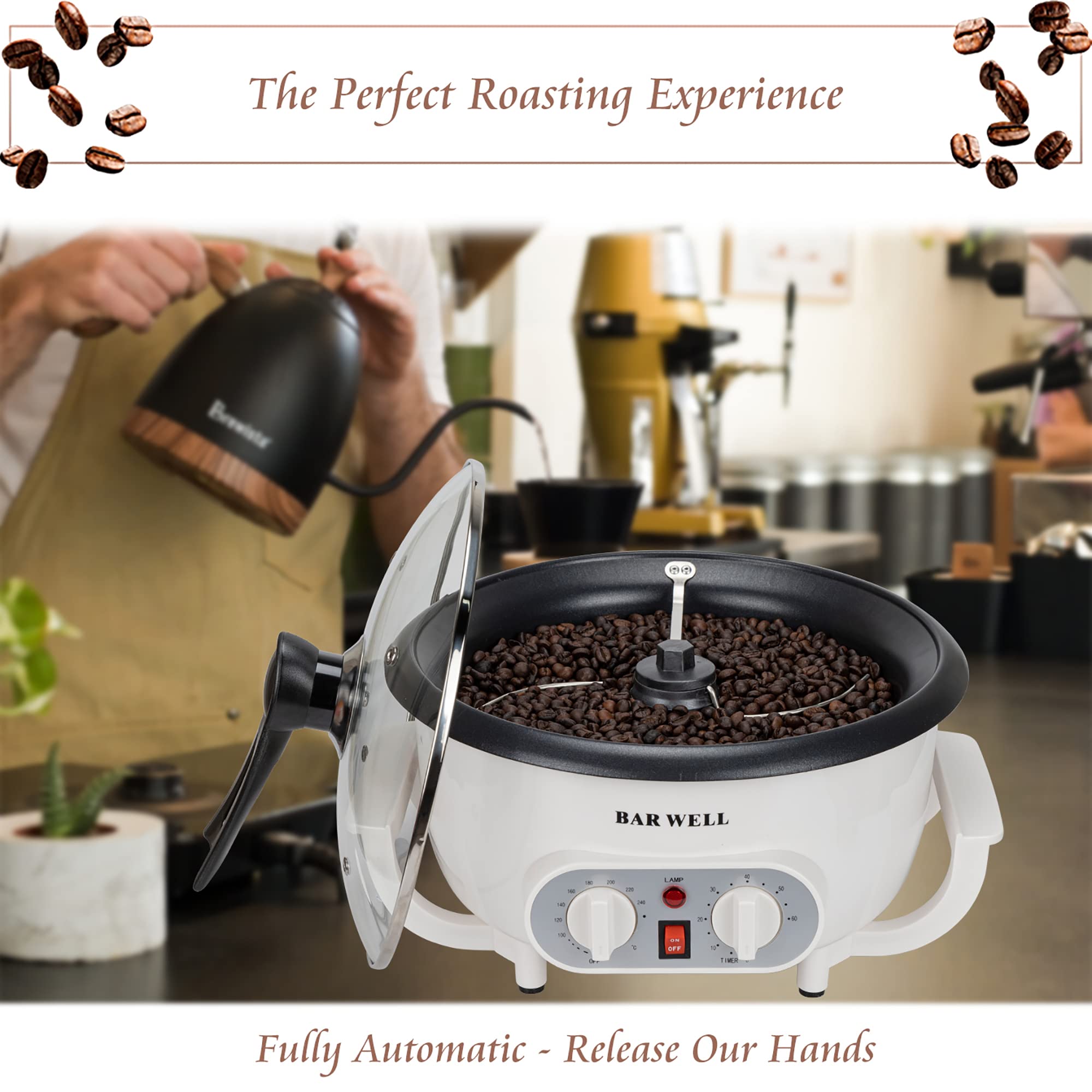 110V Home Coffee Roaster Machine with Timer - Large Batch Coffee Bean Roaster for Beginners | Perfect for Roasting Coffee Beans, Nuts, Peanuts & Chestnuts at Home