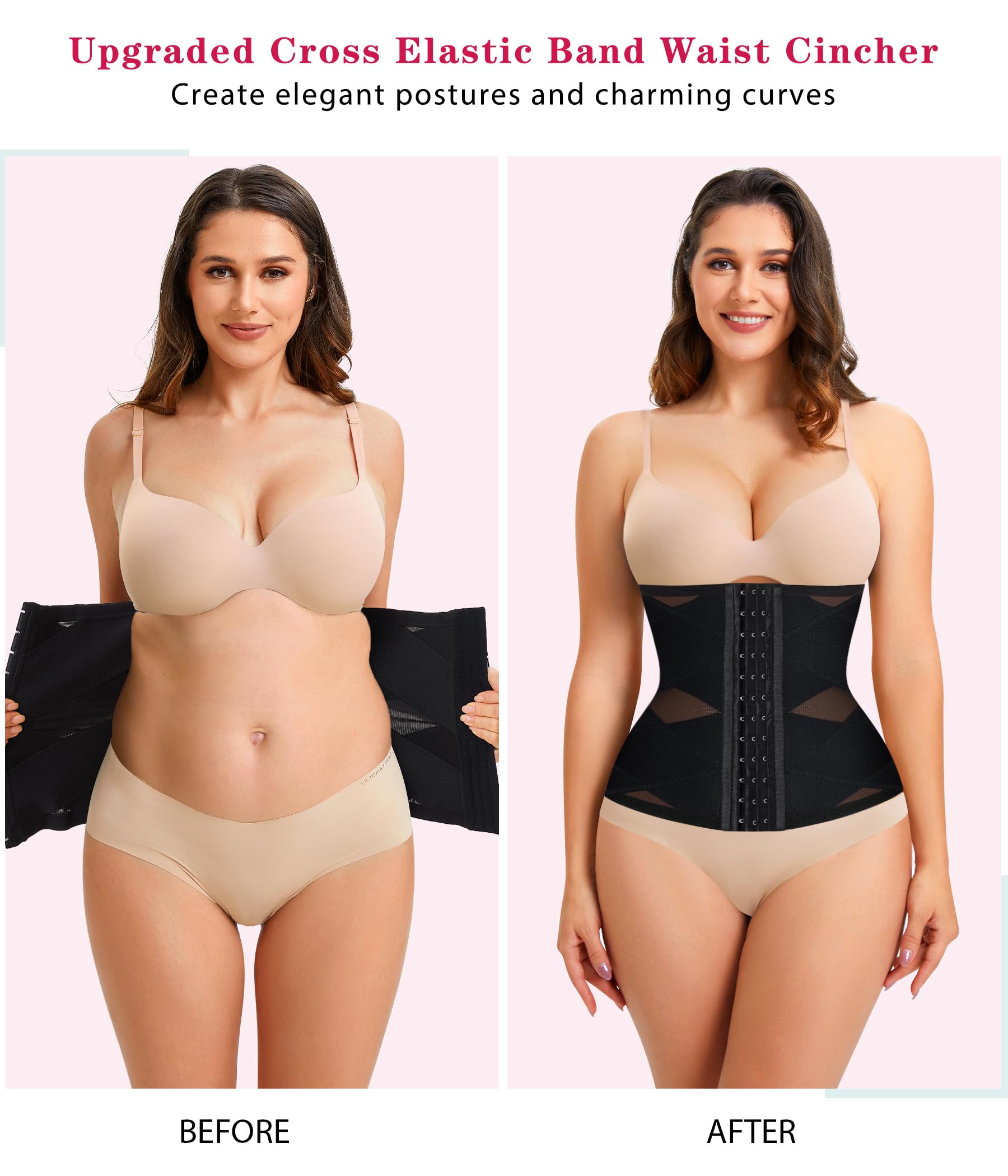 LODAY Women's Waist Trainer Corset - Tummy Control Shapewear with Cross Mesh Design, Postpartum Girdle Body Shaper for Weight Loss & Slimming | Perfect for Workouts, Post-Pregnancy Recovery & Everyday Wear