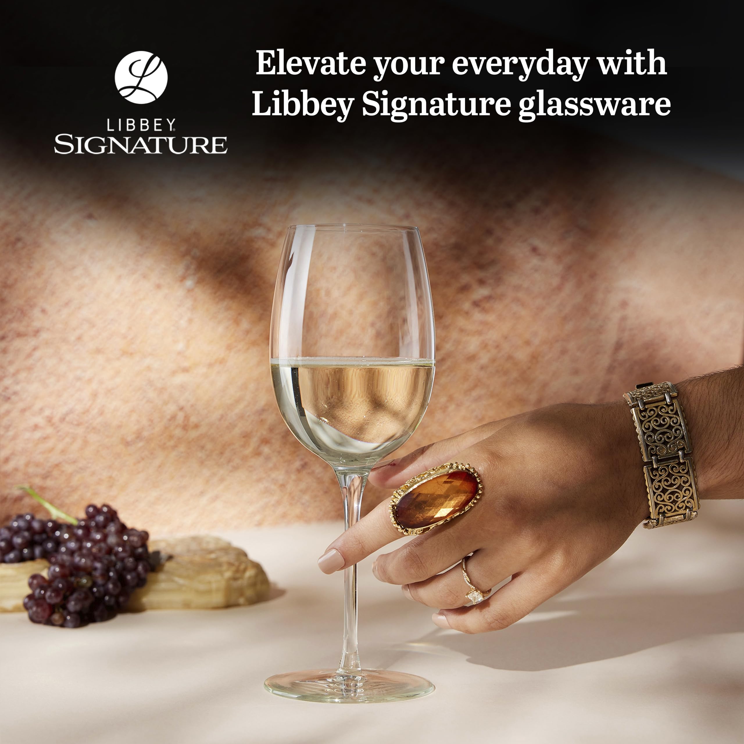 Libbey Signature 4-Piece White Wine Glass Set - Elegant, Dishwasher Safe Crystal Clear Glasses for Parties, Weddings, Birthdays & Special Occasions - Perfect for Dinner Parties, Wine Tasting & Home Entertaining