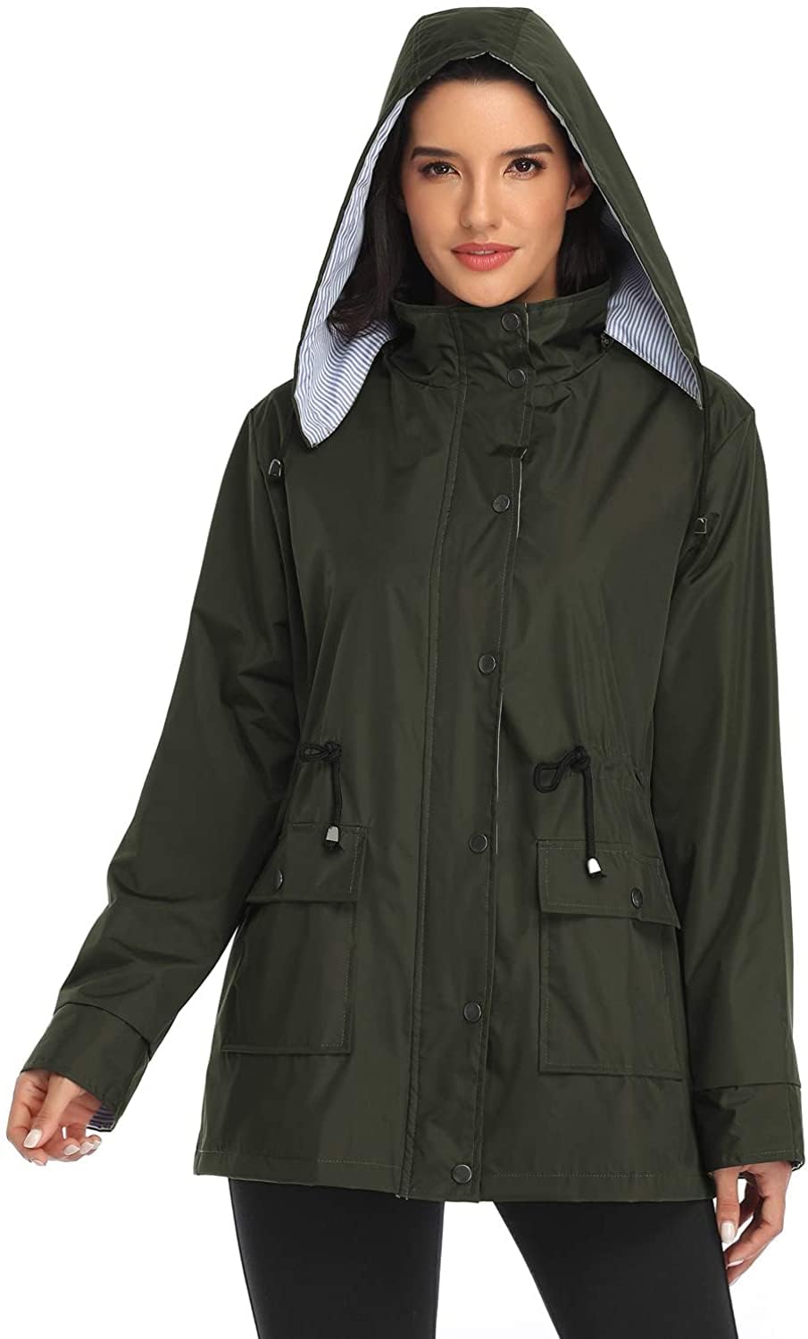 **Arthas Women's Lightweight Waterproof Rain Jacket with Hood - Outdoor Active Trench Raincoat for Plus Size Girls - Perfect for Hiking, Travel & Everyday Wear**
