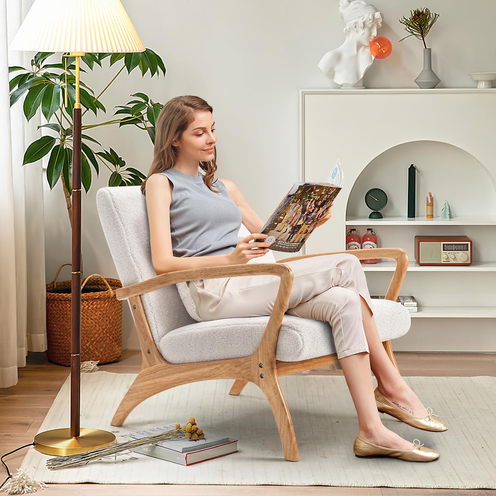 Mid-Century Modern Accent Chair with Cushion - 28.3