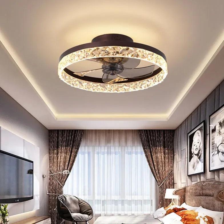 Modern Ring Light Ceiling Fan with LED Lighting - Perfect for Living Room, Bedroom, and Home Office