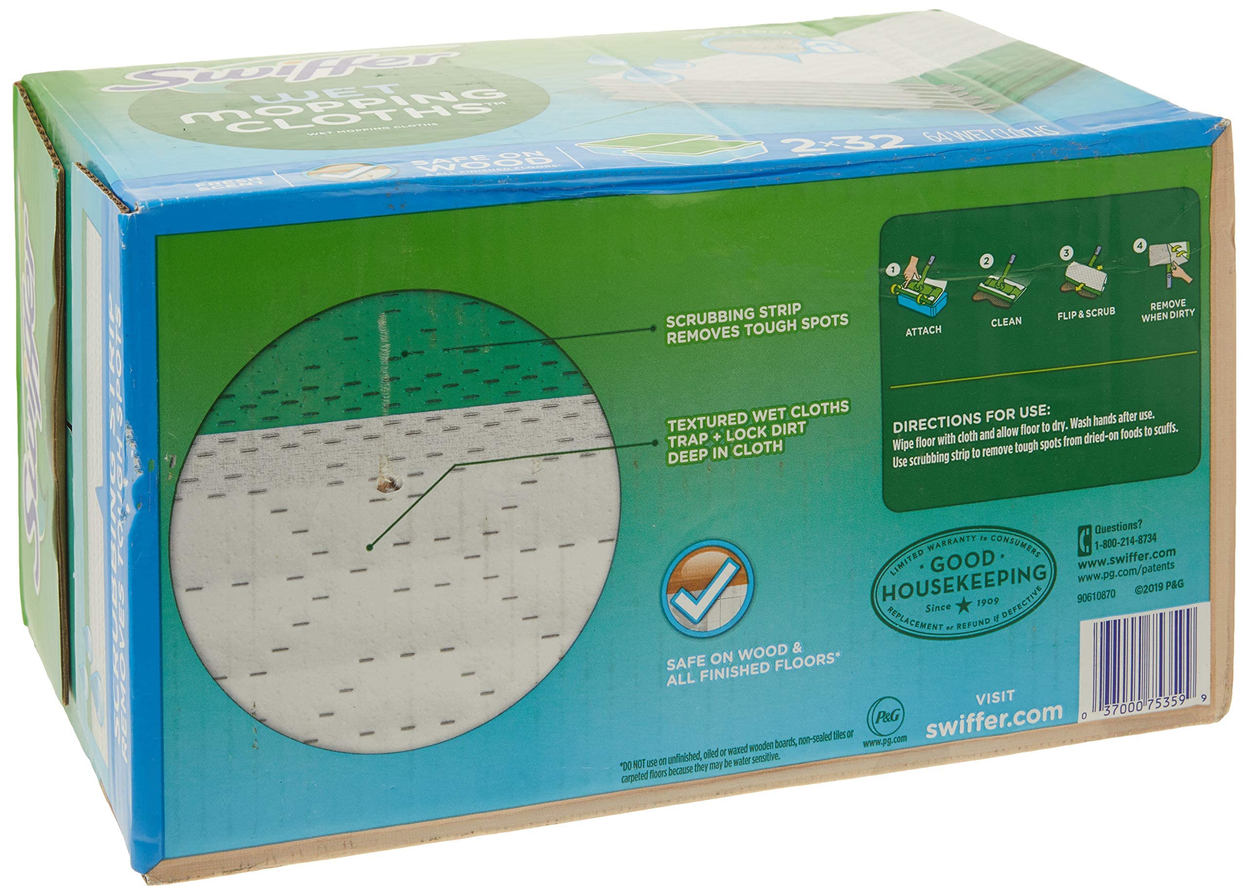 Swiffer Wet Jet Mopping Cloth Refills - Open Window Fresh Scent, 32 Count (Pack of 2) | Quick & Easy Floor Cleaning for Hardwood, Tile & Laminate | Ideal for Kitchens, Bathrooms & High-Traffic Areas