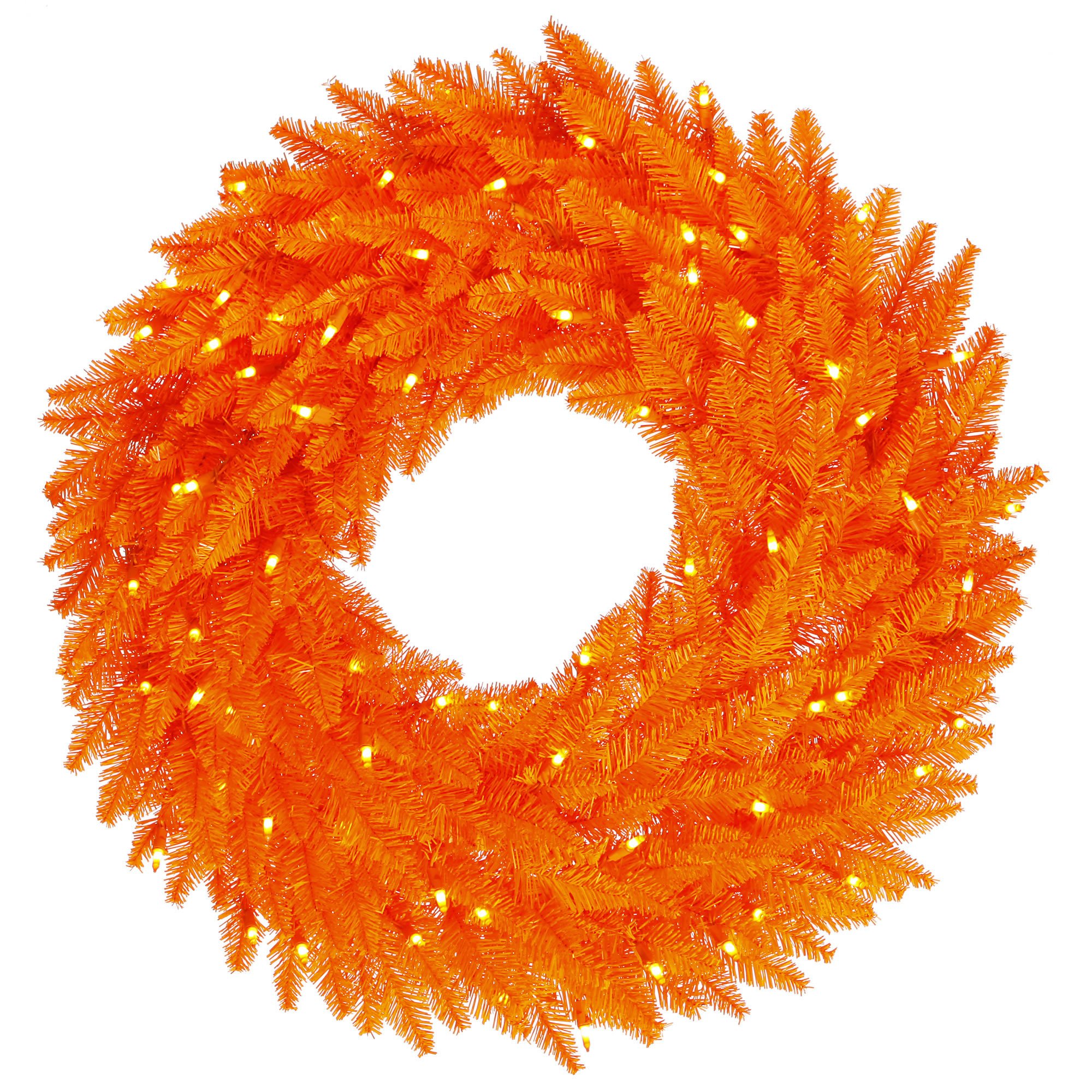 Vickerman 36 Inch Orange Fir Artificial Christmas Wreath with LED Lights - Faux Fir Holiday Wreath for Indoor Christmas Decor - Perfect for Front Door, Mantel & Holiday Party Decoration