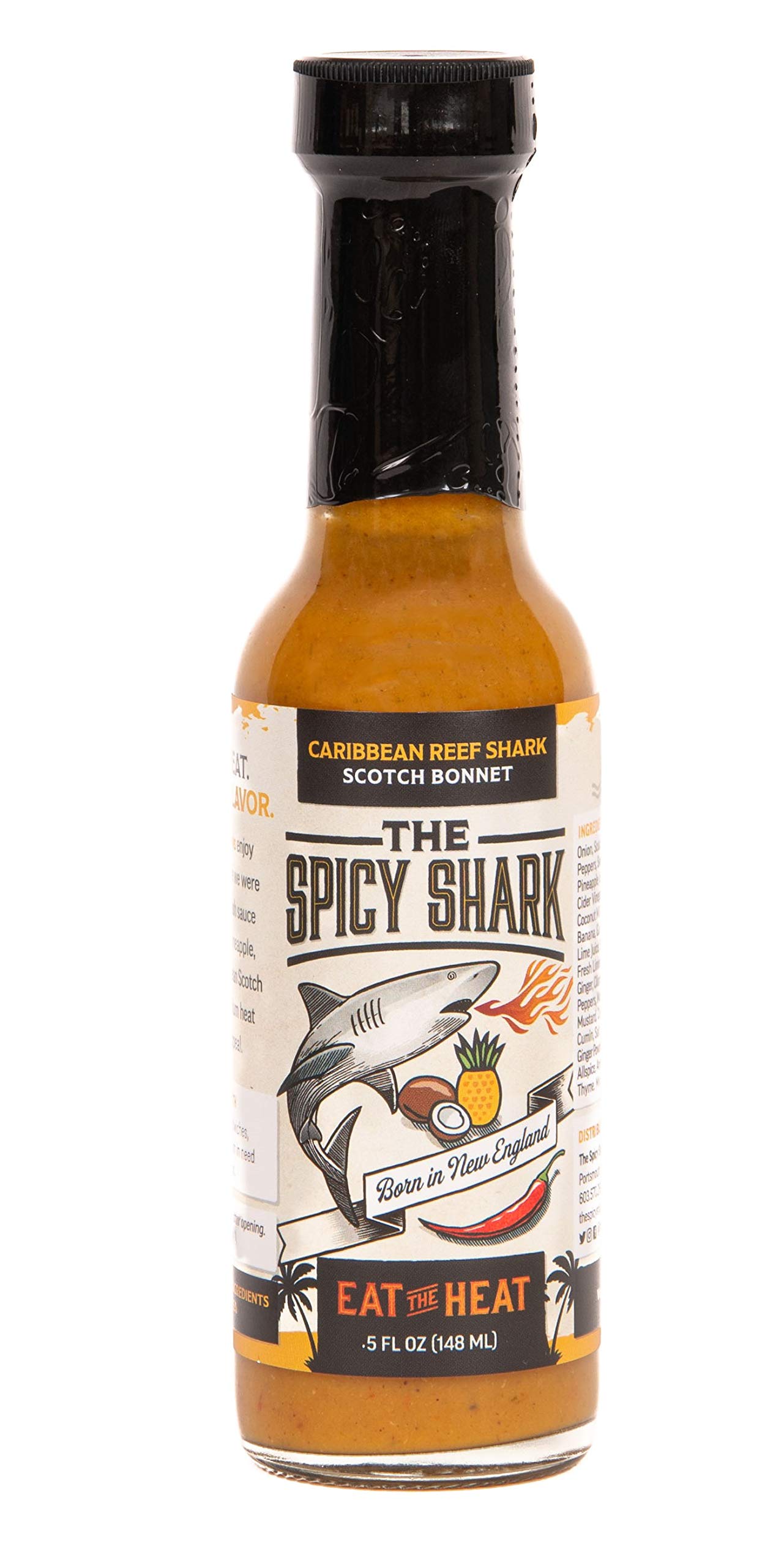 Spicy Shark Caribbean Reef Shark Scotch Bonnet Pepper Hot Sauce 5oz - Hot Ones Featured Island Style Hot Sauce for Wings, Tacos, Burgers & Seafood