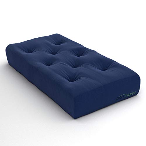 Premium 8-Inch Plush Futon Loveseat Ottoman Mattress - Ultra Comfortable Navy Twill Fabric - Handcrafted in USA - Perfect for Small Spaces, Guest Rooms & Cozy Lounging