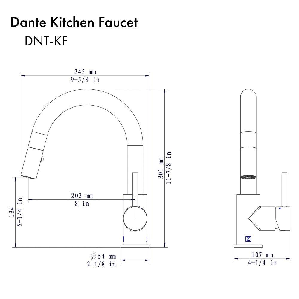 ZLINE Dante Matte Black Pull Down Single Handle Kitchen Faucet - Modern DNT KF MB Design for Sink, Dishwashing & Cooking | Perfect for Home, Restaurant & Commercial Kitchens