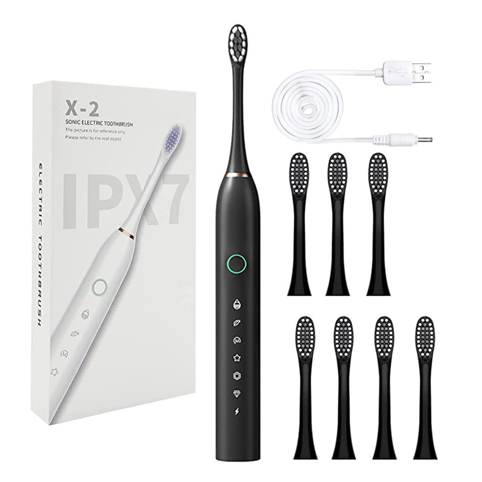 Rechargeable Electric Toothbrush for Adults - 8 Brush Heads & 6 Cleaning Modes, Waterproof Sonic Toothbrush with Timer - Perfect Gift for Men & Women - Ideal for Travel, Home Use & Oral Care Routine