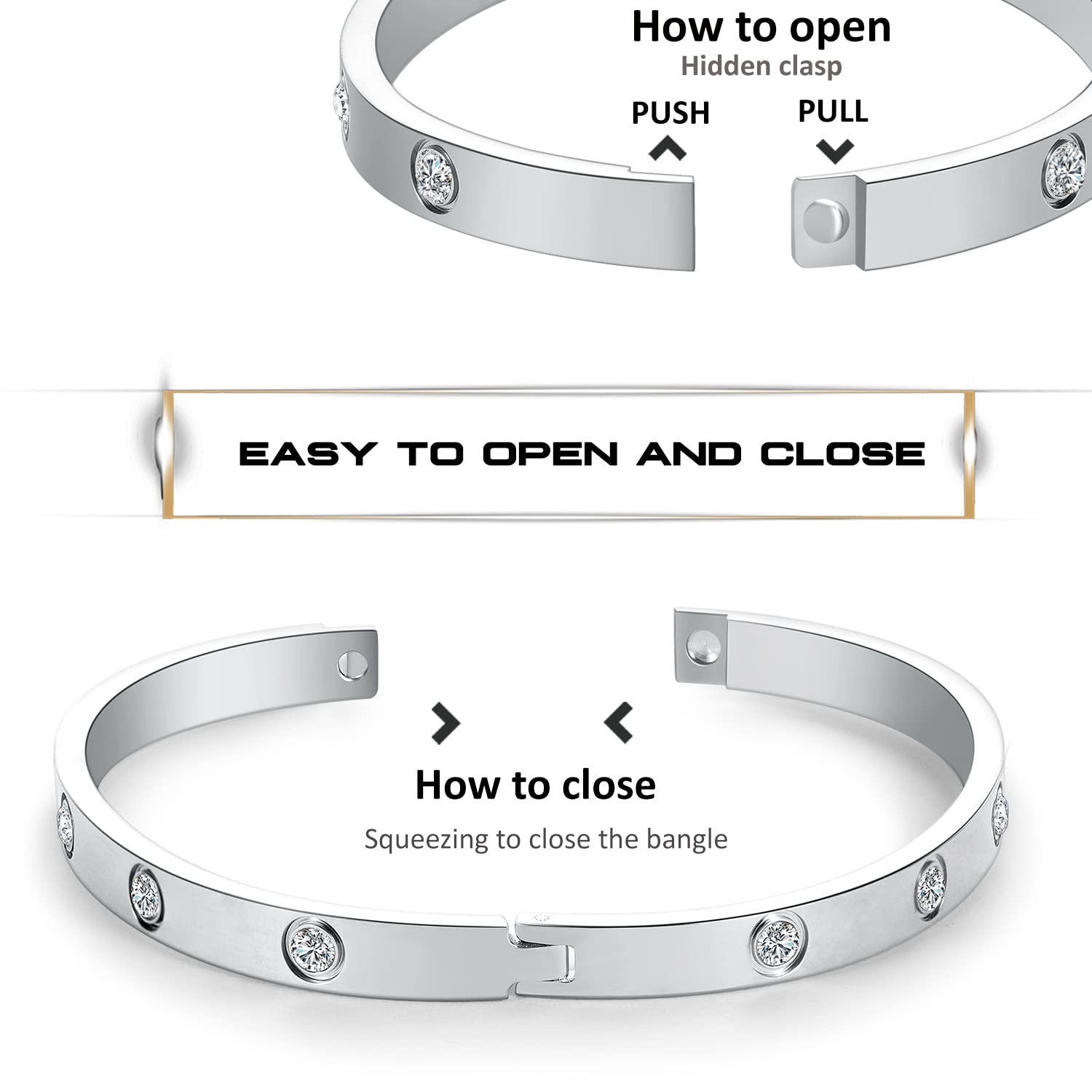 Stylish Gold Friendship Bracelets for Women - Cubic Zirconia Stainless Steel Bangle Jewelry - Perfect Birthday Gift & Stocking Stuffer - Ideal for Anniversaries, Valentine's Day & Everyday Wear
