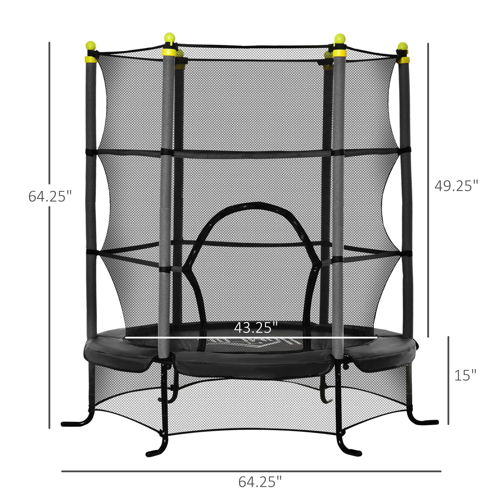 Soozier 5.3' Kids Trampoline with Safety Enclosure - 64