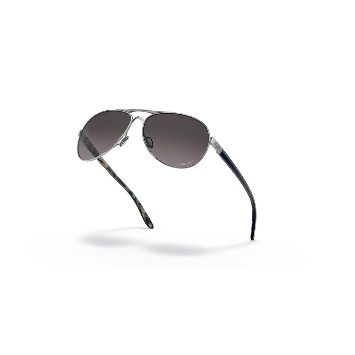 Oakley Feedback Sunglasses Polished Chrome Frame with Prizm Grey Gradient Lenses - Model 0OO4079 407940 | UV Protection for Outdoor Sports & Driving