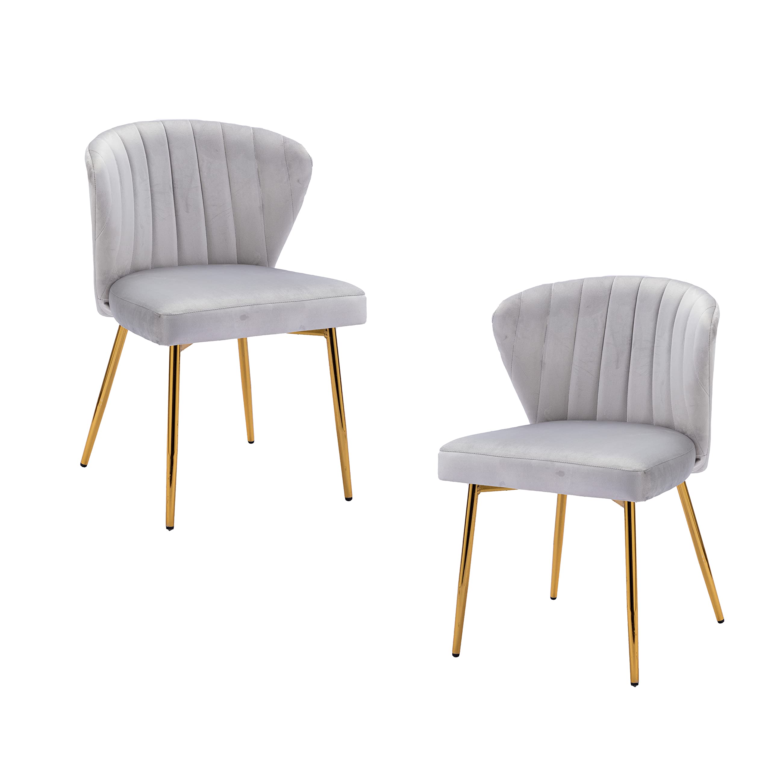 ZOBIDO Set of 2 Glam Velvet Accent Chairs with Golden Metal Legs & Tufted Back - Elegant Dining Room Side Chairs for Living Room, Bedroom, Beauty Salon or Dining Area (Light Grey) - Perfect for Home Decor, Lounge Seating & Stylish Interior Design