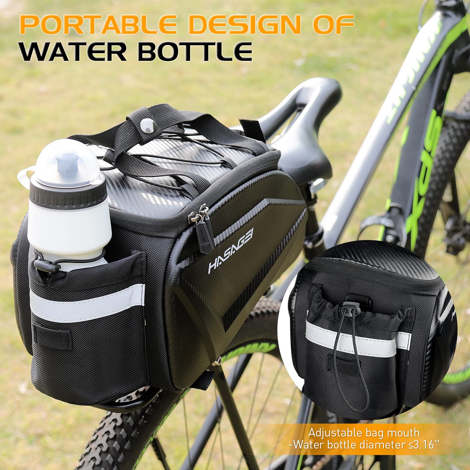 **Waterproof Bike Pannier Bag - 9L Large Capacity Bicycle Rack Bag with Rain Cover, Portable Strap & Tool-Free Installation - Durable Cycling Storage for Commuting, Travel & Outdoor Adventures**