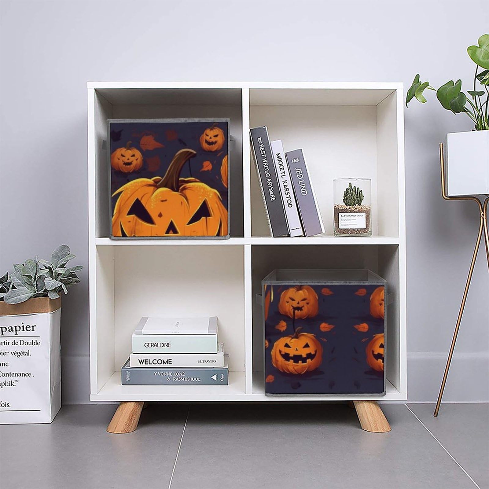 6-Pack Collapsible Halloween Pumpkin Storage Bins with Handles - Large Closet Organizer Baskets for Clothing, Houseware & Seasonal Decor | Perfect for Home Organization, Closet Storage & Holiday Decorations