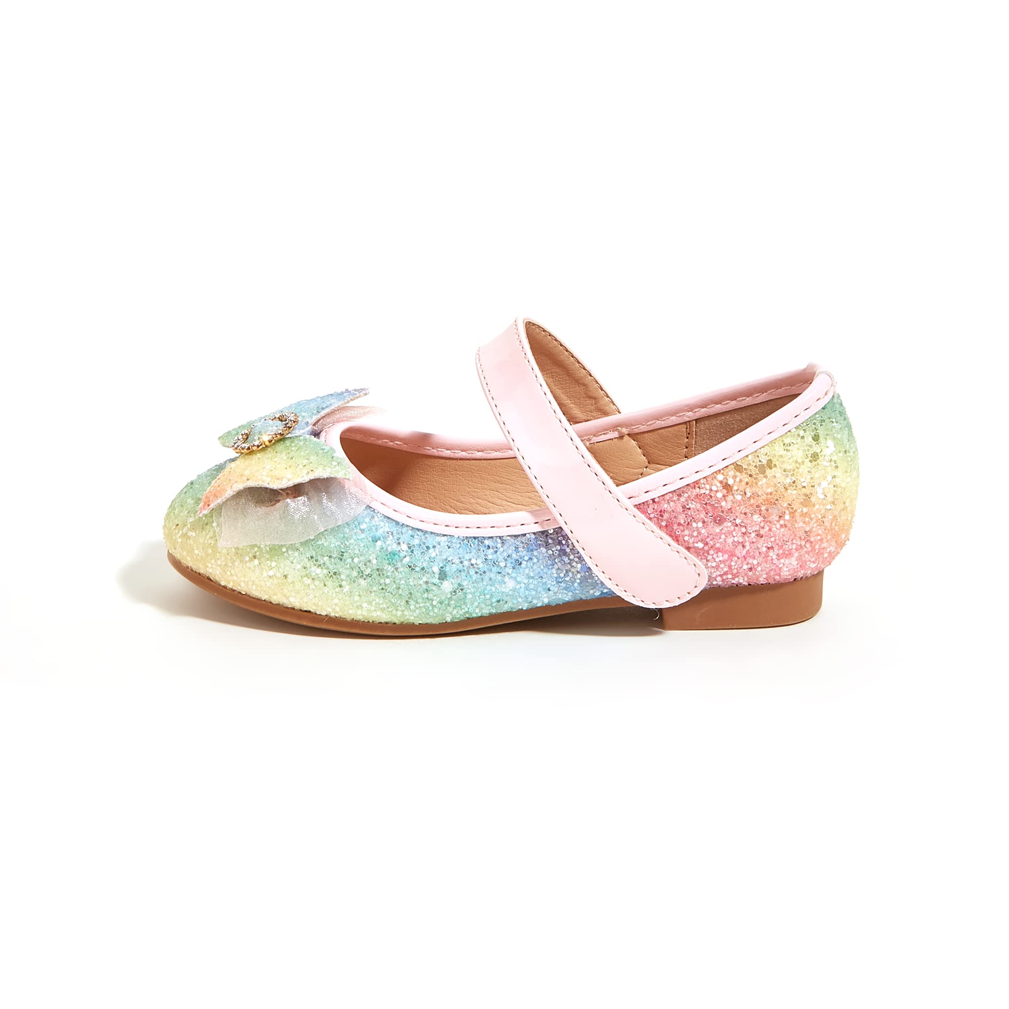 K KIP WOK Toddler Girls Mary Jane Dress Shoes with Glitter & Flower Design - Perfect for Ballet, Wedding & Special Occasions