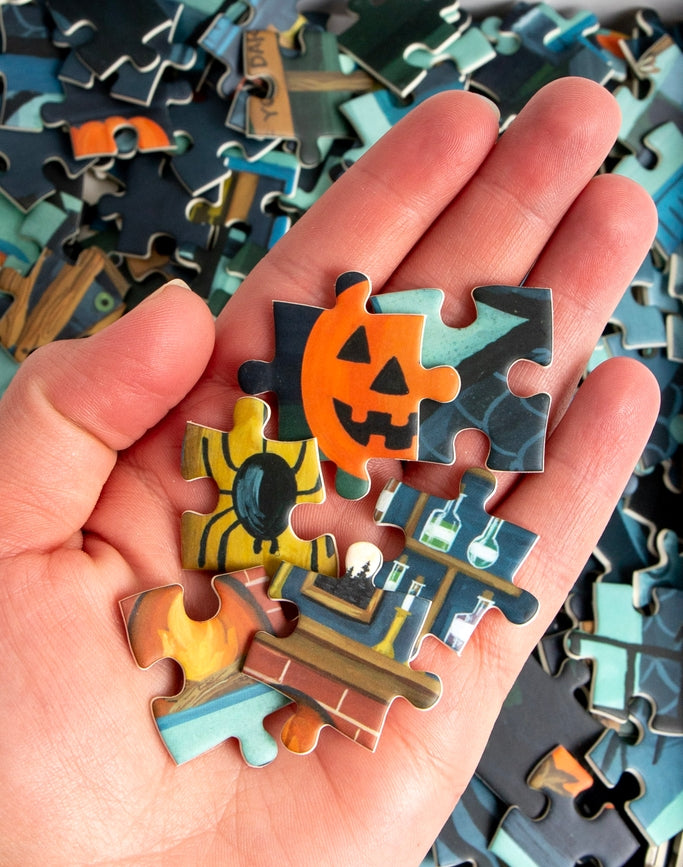 500 Piece Haunted House Jigsaw Puzzle for Adults - Spooky Halloween Decor & Family Game Night Fun