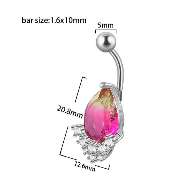 14G Gradient Heart Belly Button Rings - Stainless Steel Navel Piercing Jewelry for Women | Perfect for Summer Beach, Pool Parties & Body Piercing Fashion