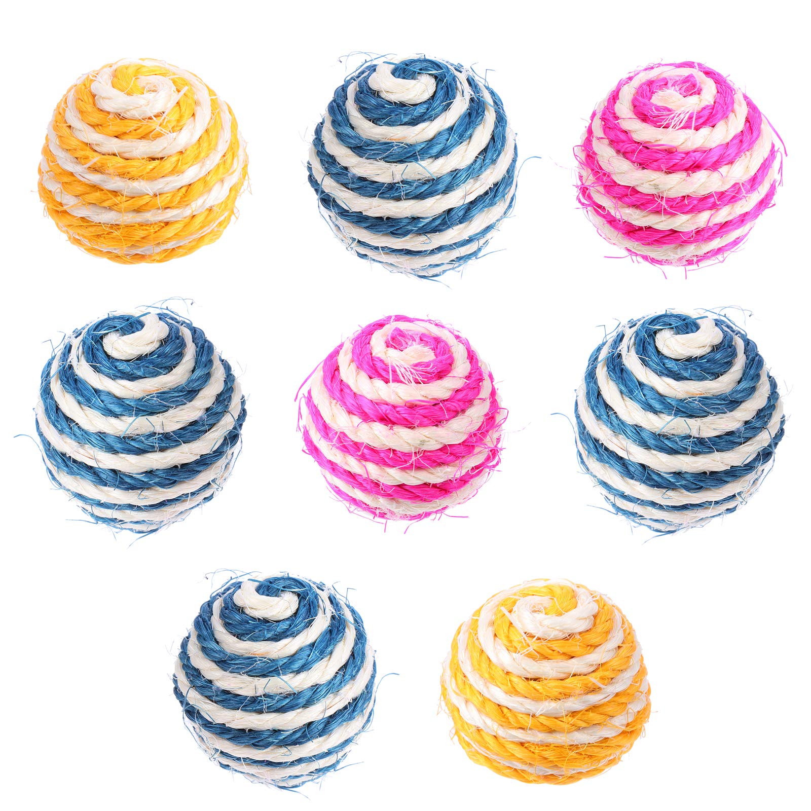 TEHAUX 8-Piece Cat Ball Kitten Teething Toys - Chew-Resistant Pet Bite Toys for Kittens & Puppies, Interactive Cat Teaser with Rope Balls for Dental Health - Perfect for Teething Relief, Playtime & Training