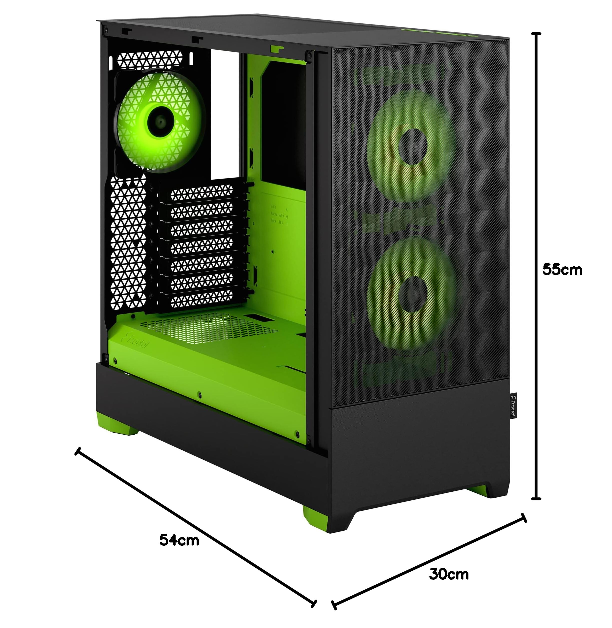 Fractal Design Pop Air RGB Green ATX Mid Tower PC Case - Tempered Glass Side Panel, Honeycomb Mesh Front, 3x 120mm RGB Fans Included - High Airflow Gaming Computer Case for Streaming & Esports