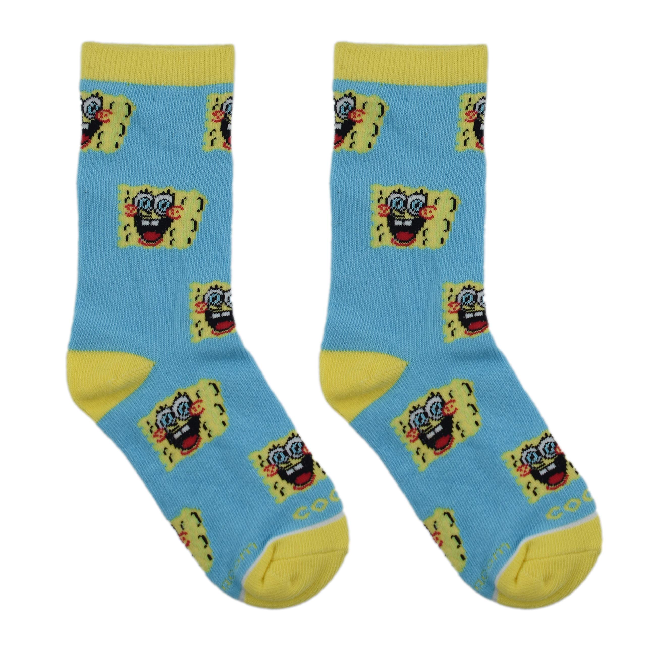Spongebob Squarepants Kids Crew Socks - 90s Nickelodeon Cartoon Character Socks for Boys & Girls - Perfect for School, Cosplay & Nostalgic Gifts