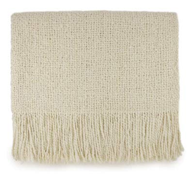 Campbell Soft & Cozy Ecru Throw Blanket (311-245) - Perfect for Sofa, Bed & Home Decor