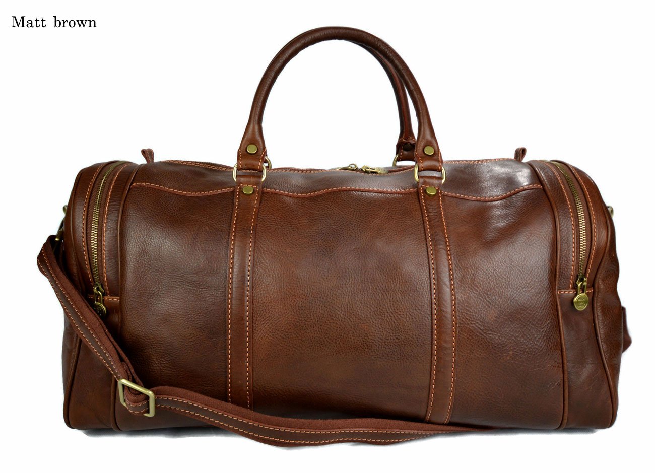 Premium Leather Duffle Bag for Travel - Weekender Carry On Luggage Overnight Bag (Matt Brown) - Ideal for Business Trips, Gym, Weekend Getaways & Outdoor Adventures