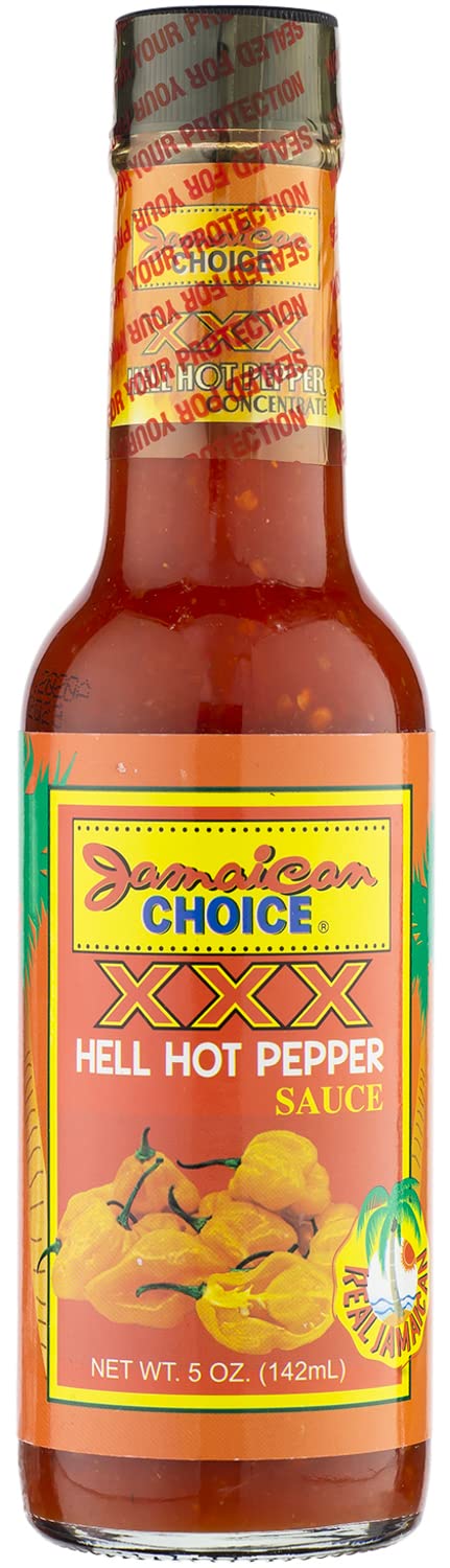 Jamaican Choice Hell Hot Pepper Sauce XXX - 5 Oz Bottle | Spicy Caribbean Hot Sauce for Grilling, Cooking & Seasoning