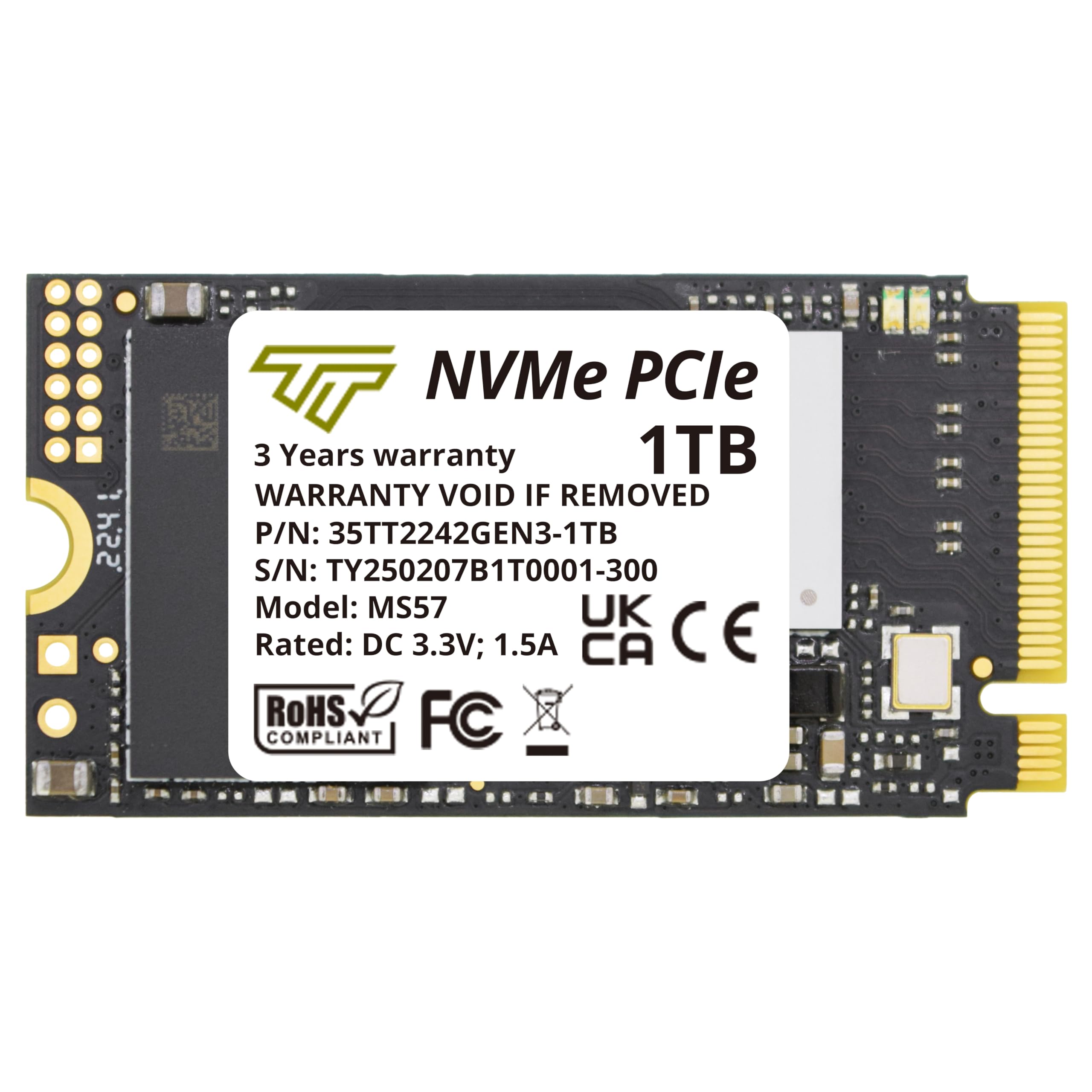 Timetec 1TB M.2 2242 NVMe PCIe Gen3x4 SSD - 3D NAND TLC Internal Solid State Drive with 2100MB/s Read & 1600MB/s Write Speed - Compatible with Lenovo ThinkPad E15, 11e Yoga Gen 6, Laptops & Desktops - Perfect for Gaming, Video Editing & Fast Boot Times