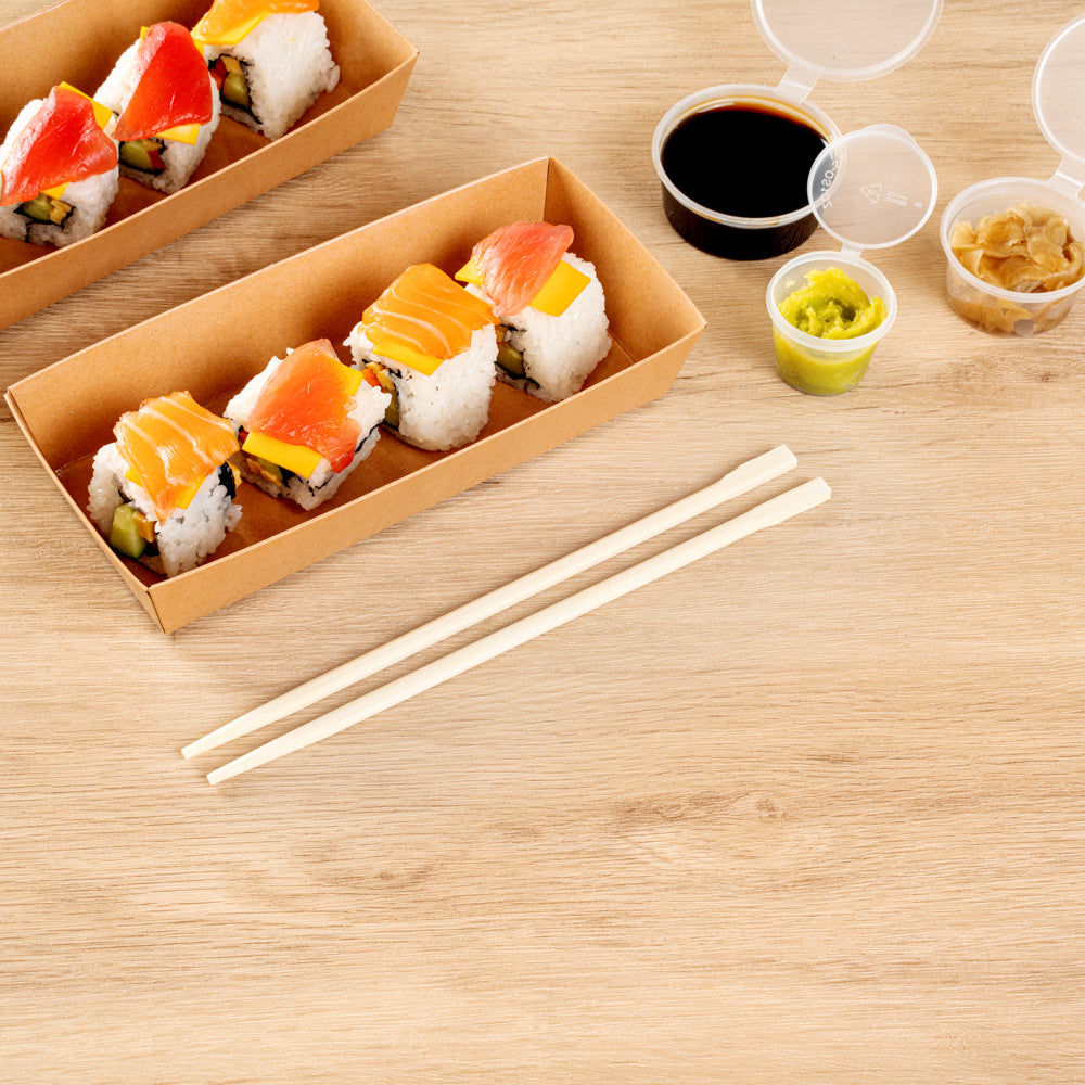 Premium Natural Bamboo Twin Chopsticks with Paper Sleeve - 8.25 Inch, 100 Count Bulk Pack - Eco-Friendly Disposable Utensils for Asian Cuisine, Sushi, Takeout & Home Dining