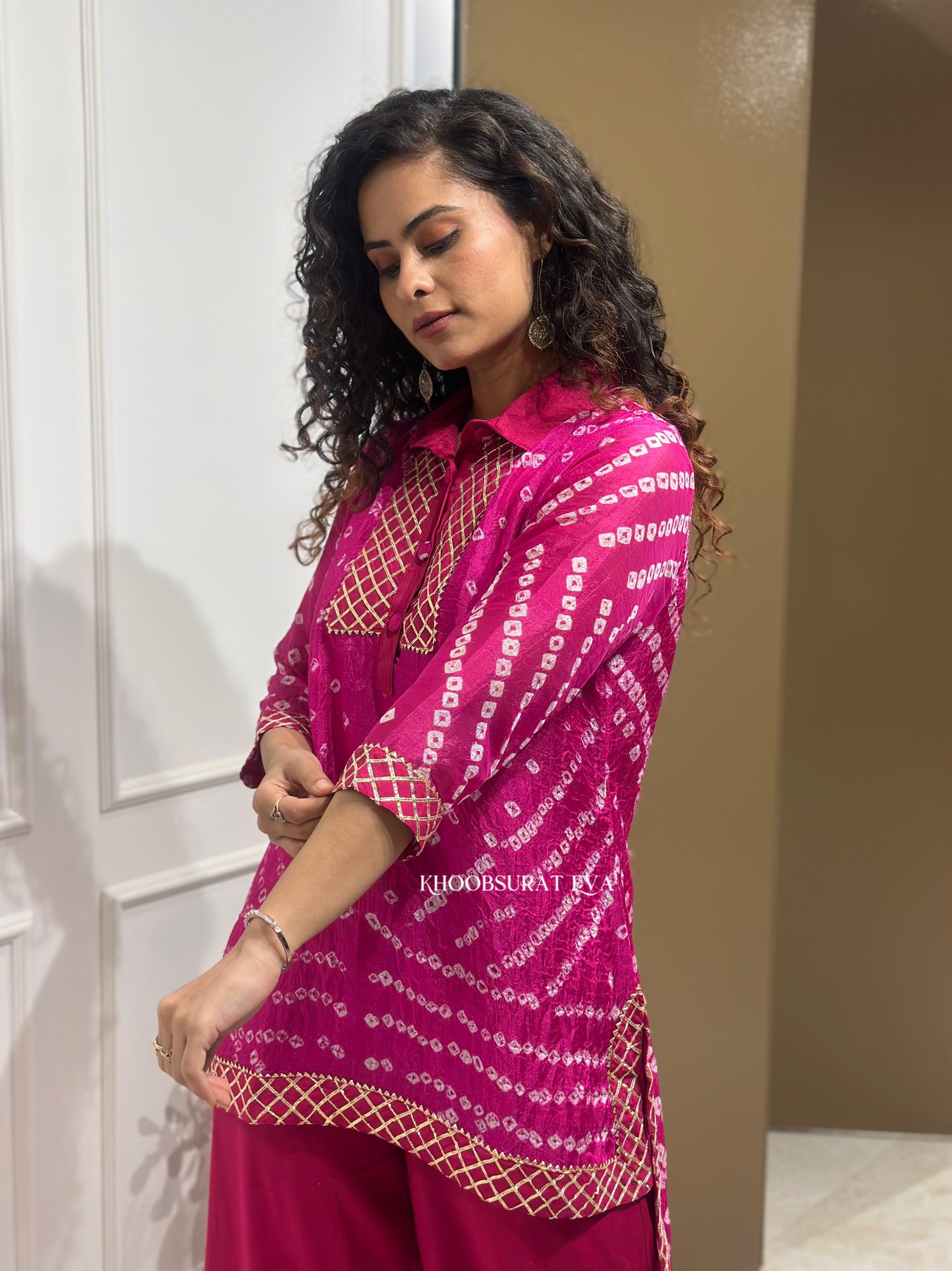 Gota Bandhej Co-Ord Set | Traditional Indian Embroidered Women's Outfit | Perfect for Festivals, Weddings & Ethnic Occasions
