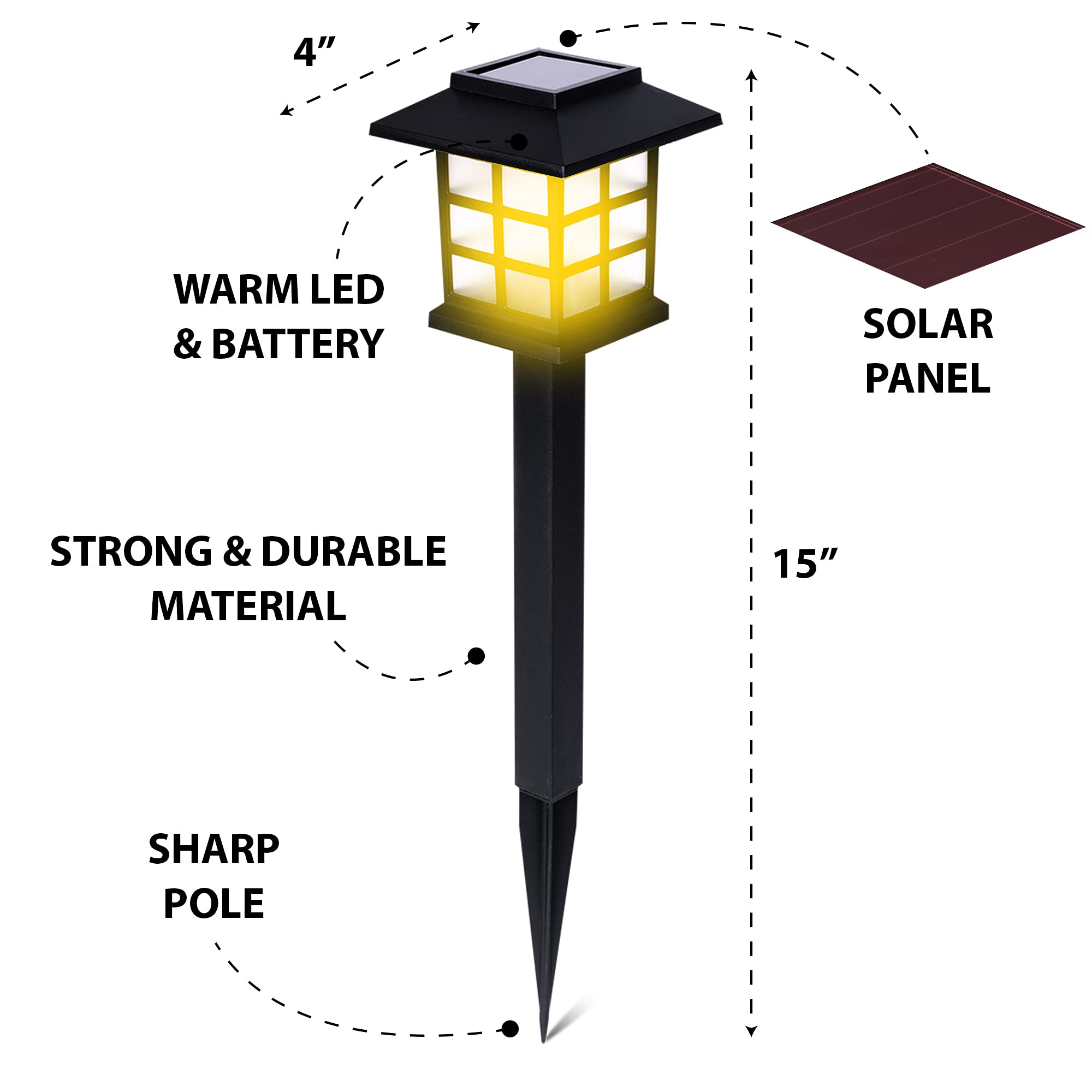 ZONETECH 12-Pack Solar Powered Outdoor LED Lights – Waterproof Bright Pathway Lighting for Walkway, Patio, Yard, Lawn & Garden – Perfect for Nighttime Safety & Landscape Decoration
