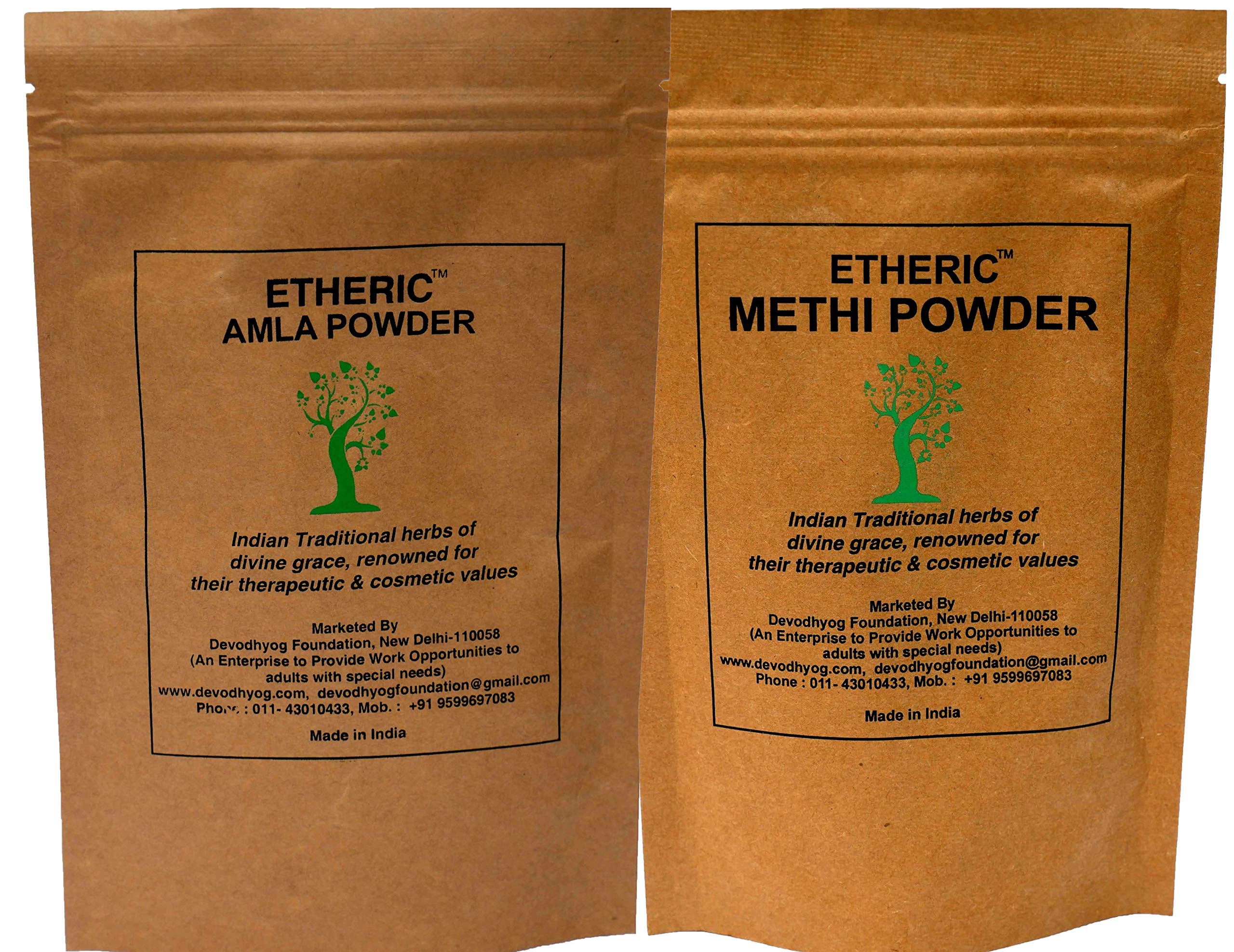 Etheric Amla & Fenugreek (Methi) Twin Pack for Hair Growth - Natural Hair Treatment & Scalp Care - Promotes Stronger, Longer Hair for Men & Women - Perfect for Daily Hair Care Routine
